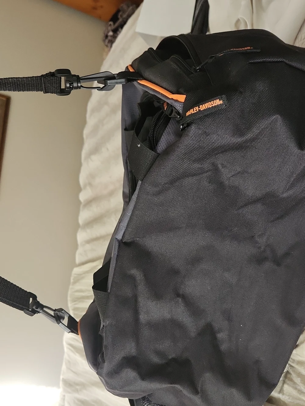 Harley-Davidson Black and Orange Travel Duffel